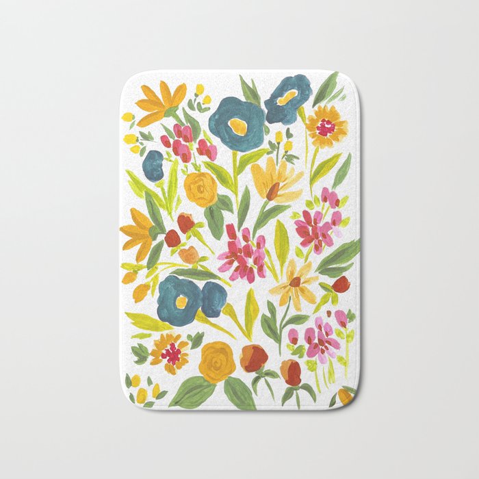 Artsy colorful wildflowers Bath Mat Gallery Image 1