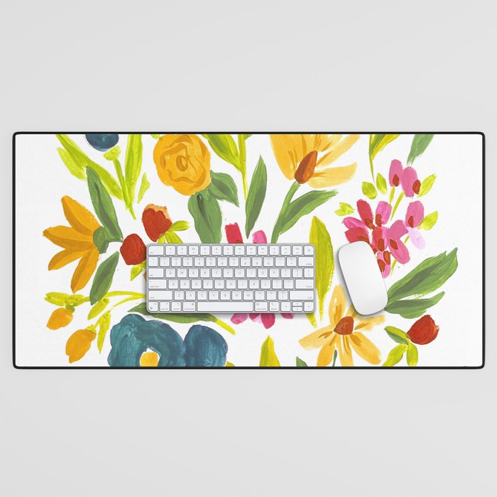 Artsy colorful wildflowers Desk Mat Gallery Image 1