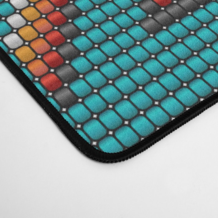 Modern colorful beaded boho aztec kilim pattern on teal Desk Mat Gallery Image 4