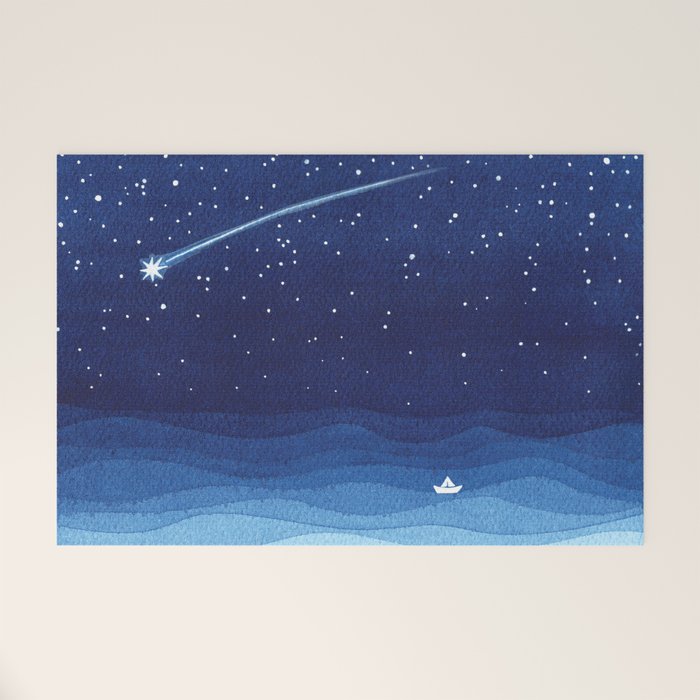Falling star, shooting star, sailboat ocean waves blue sea Welcome Mat Gallery Image 1