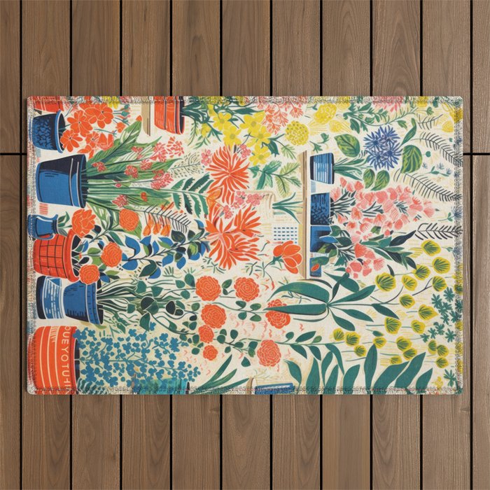 Colourful Flower Nursery Outdoor Rug Gallery Image 1