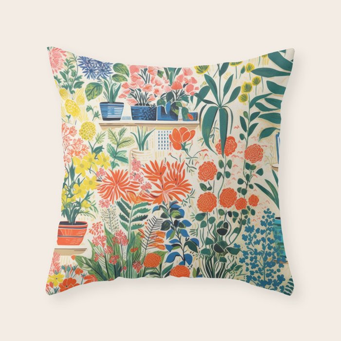 Colourful Flower Nursery Throw Pillow Gallery Image 6