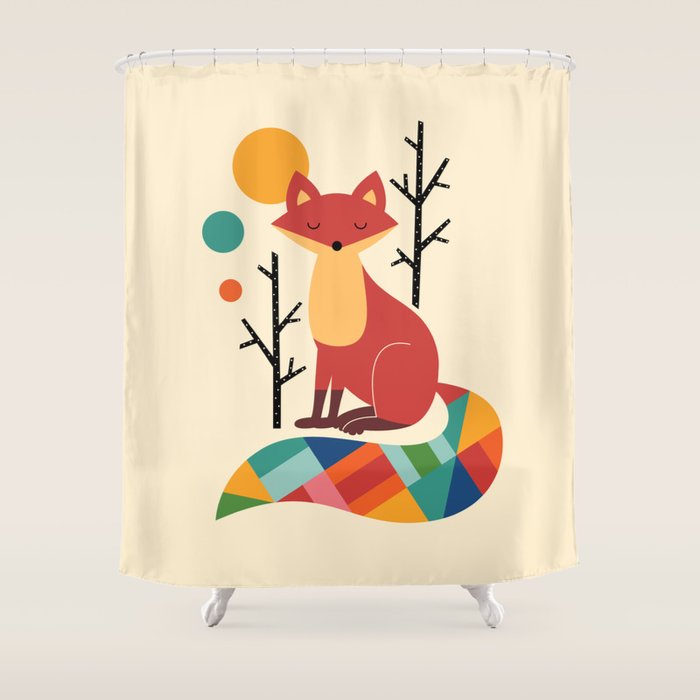Rainbow Fox Shower Curtain Gallery Image 1