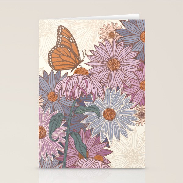 Monarch Butterfly and Wildflowers - Cream Stationery Card Gallery Image 1