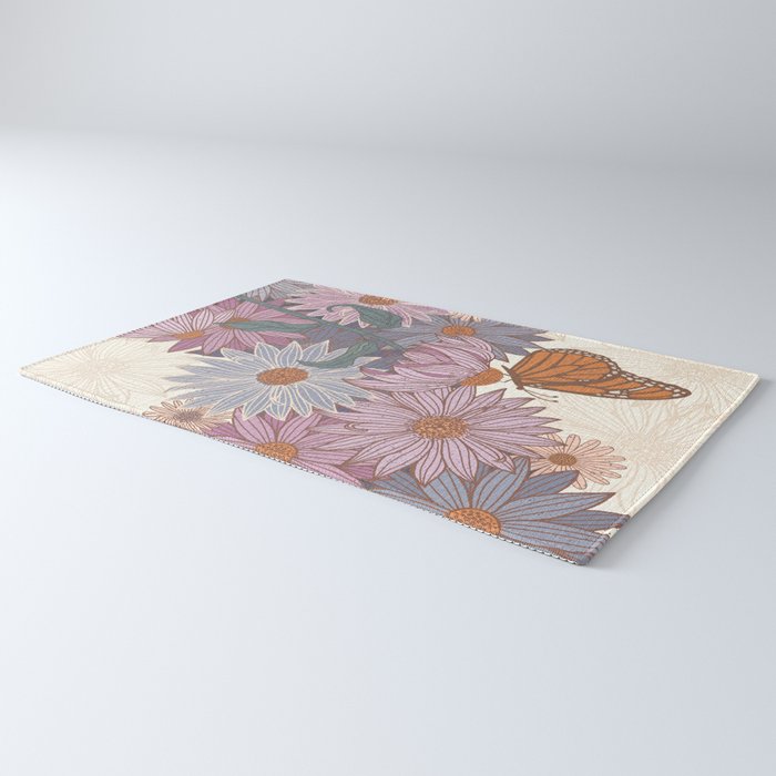 Monarch Butterfly and Wildflowers - Cream Rug Gallery Image 3
