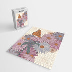 Monarch Butterfly and Wildflowers - Cream Jigsaw Puzzle Gallery Image 2