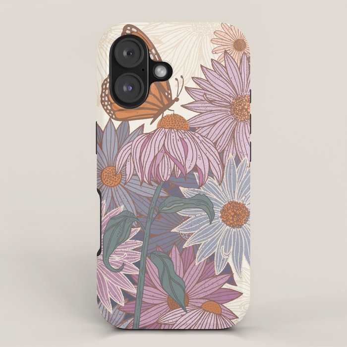 Monarch Butterfly and Wildflowers - Cream iPhone Case Gallery Image 1