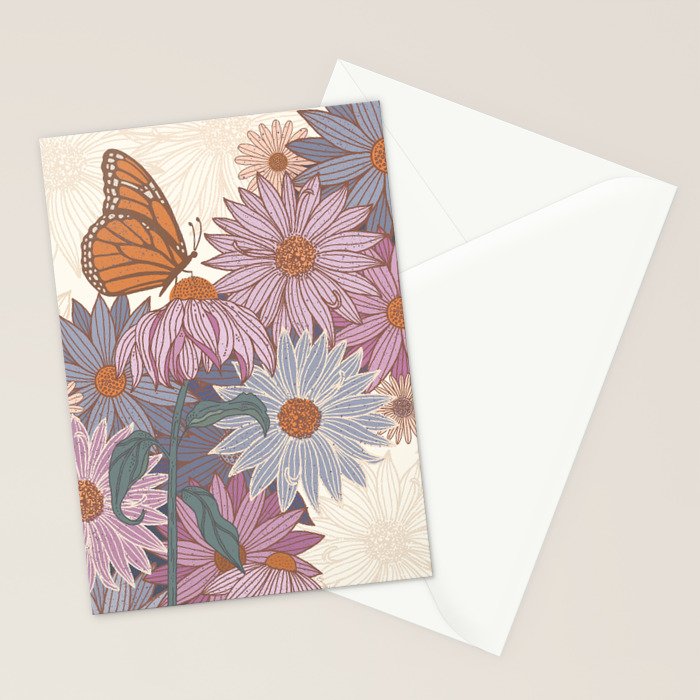 Monarch Butterfly and Wildflowers - Cream Stationery Card Gallery Image 2