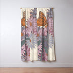 Monarch Butterfly and Wildflowers - Cream Window Curtain Gallery Image 3