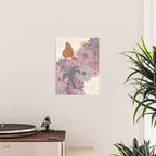 Monarch Butterfly and Wildflowers - Cream Poster Gallery Image 2