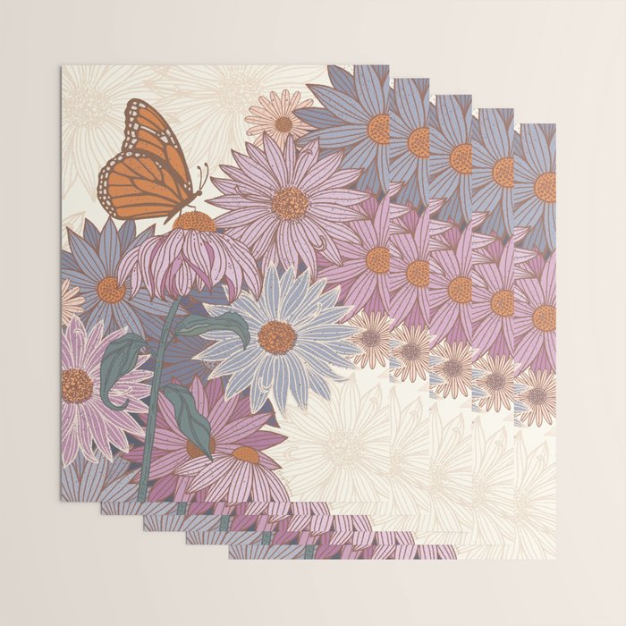 Monarch Butterfly and Wildflowers - Cream Wrapping Paper Gallery Image 3