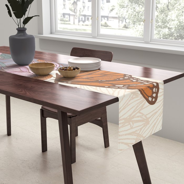 Monarch Butterfly and Wildflowers - Cream Table Runner Gallery Image 2