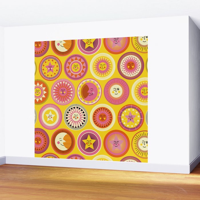 Many faces of Sun, Moon and Stars Wall Mural Gallery Image 2