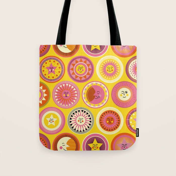 Many faces of Sun, Moon and Stars Tote Bag Gallery Image 1