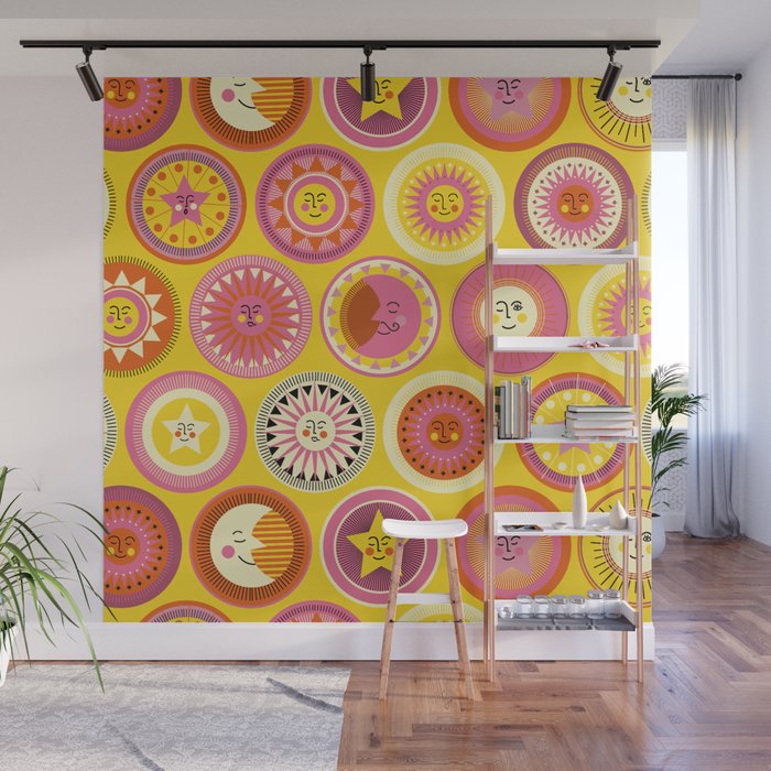 Many faces of Sun, Moon and Stars Wall Mural Gallery Image 1