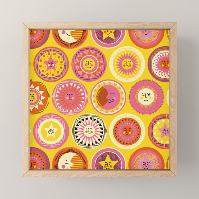 Many faces of Sun, Moon and Stars Mini Art Print Gallery Image 1
