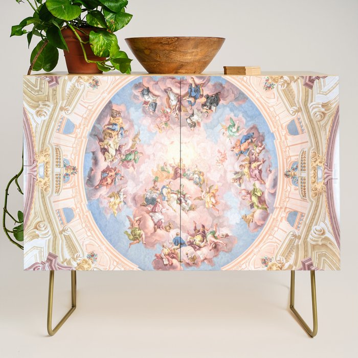 Renaissance Ceiling Painting Gods Angels Fresco Credenza Gallery Image 1