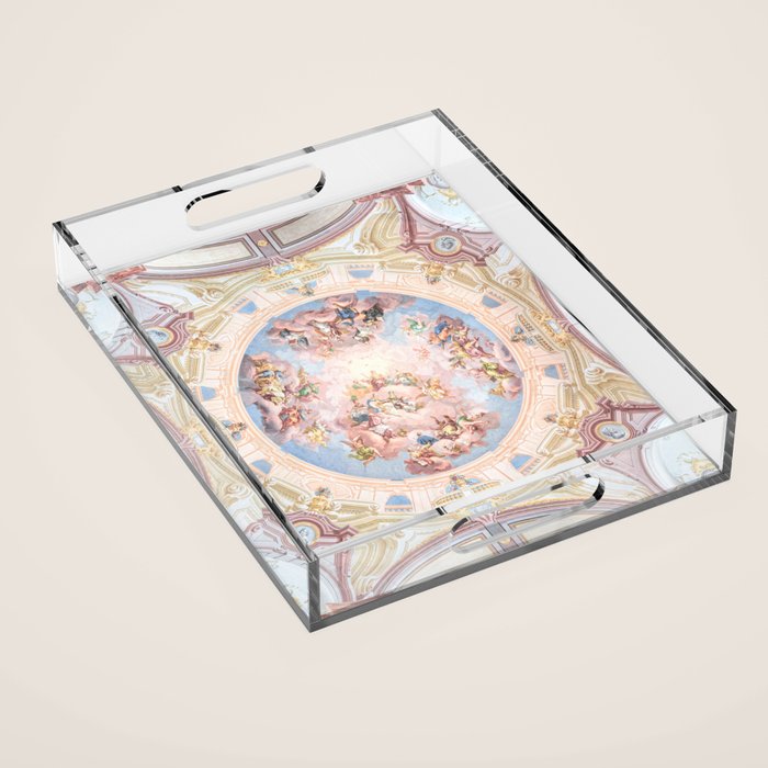 Renaissance Ceiling Painting Gods Angels Fresco Acrylic Tray Gallery Image 1