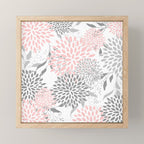 Festive, Floral Prints, Leaves and Blooms, Pink, Gray and White Mini Art Print Gallery Image 1