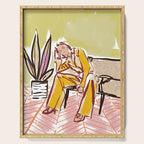 Woman sitting on sofa Serving Tray Gallery Image 1