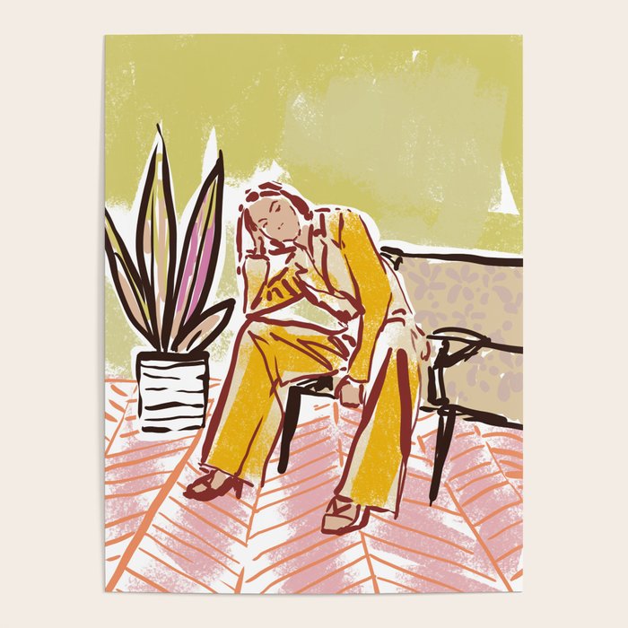 Woman sitting on sofa Poster Gallery Image 1