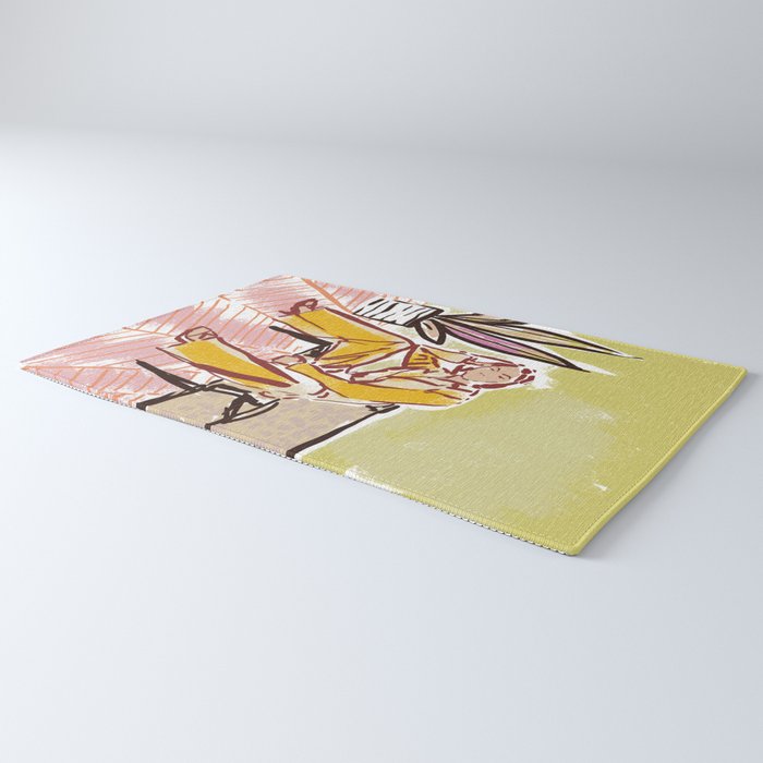 Woman sitting on sofa Rug Gallery Image 3