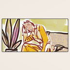 Woman sitting on sofa Desk Mat Gallery Image 3