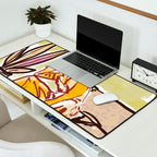 Woman sitting on sofa Desk Mat Gallery Image 2