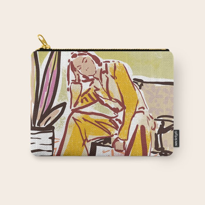 Woman sitting on sofa Carry All Pouch Gallery Image 1