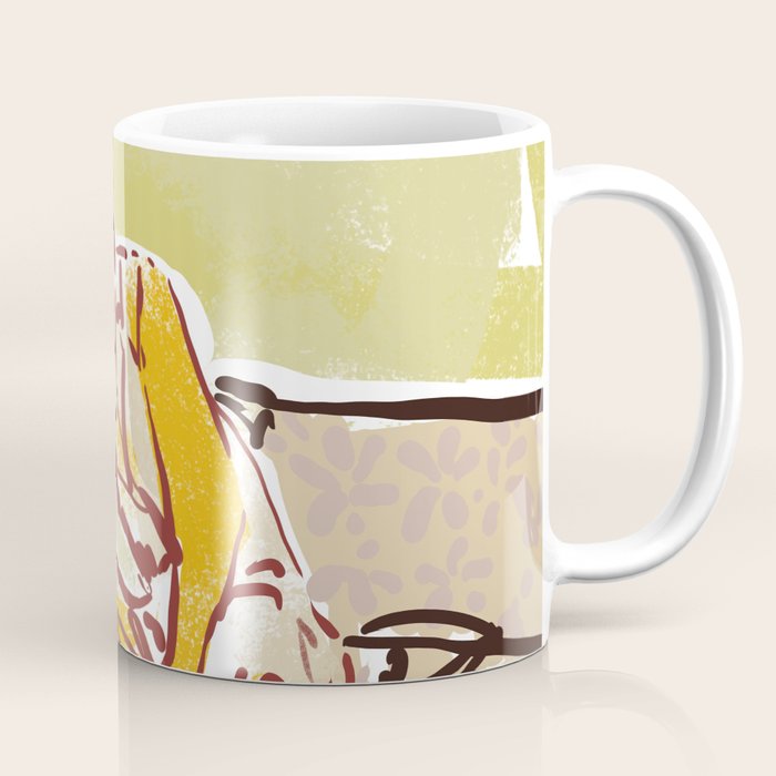 Woman sitting on sofa Coffee Mug Gallery Image 1