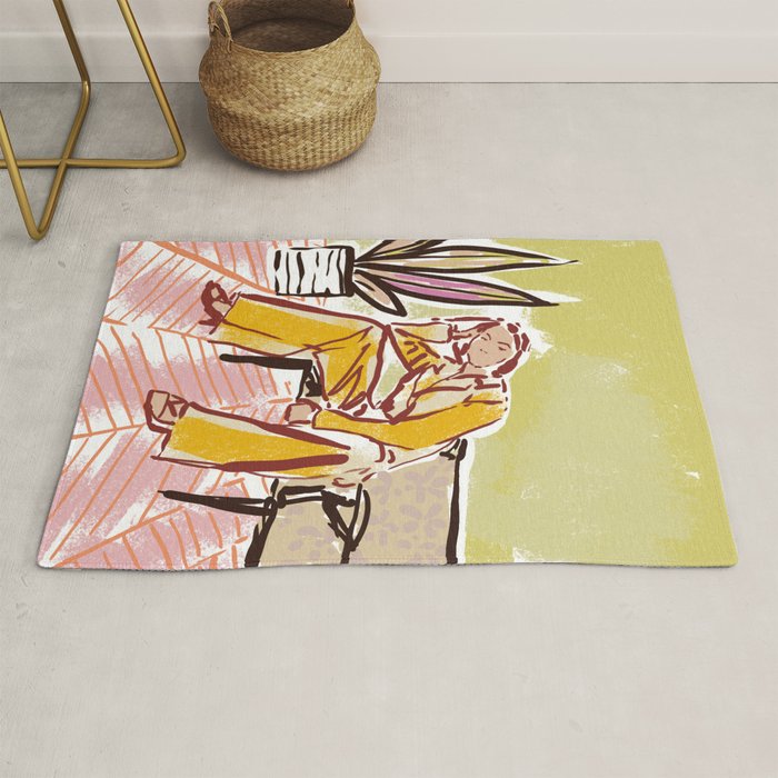 Woman sitting on sofa Rug Gallery Image 1