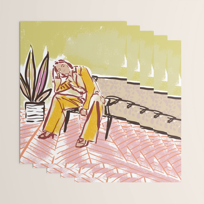 Woman sitting on sofa Wrapping Paper Gallery Image 3