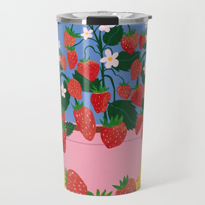 Potted Strawberries Travel Mug Gallery Image 1