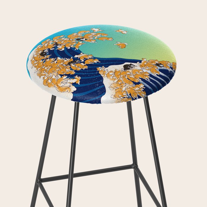 Shiba Inu in Great Wave Stool Gallery Image 2