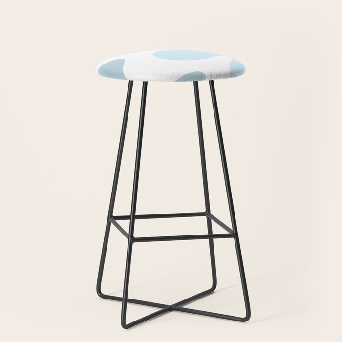 Happy Flower 60s Retro Vibe Light Blue Light Green White Stool Gallery Image 1