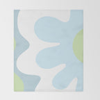 Happy Flower 60s Retro Vibe Light Blue Light Green White Throw Blanket Gallery Image 2