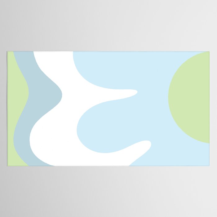 Happy Flower 60s Retro Vibe Light Blue Light Green White Tablecloth Gallery Image 2