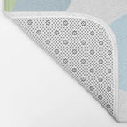 Happy Flower 60s Retro Vibe Light Blue Light Green White Bath Mat Gallery Image 2