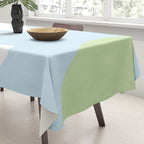 Happy Flower 60s Retro Vibe Light Blue Light Green White Tablecloth Gallery Image 3