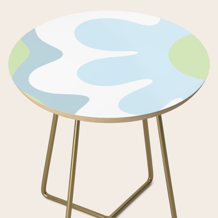 Happy Flower 60s Retro Vibe Light Blue Light Green White Side Table Gallery Image 2