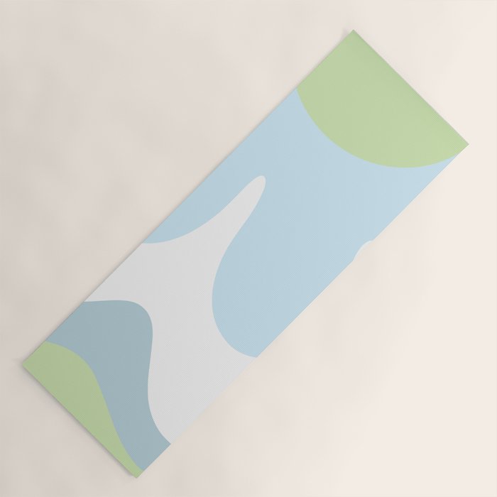 Happy Flower 60s Retro Vibe Light Blue Light Green White Yoga Mat Gallery Image 1