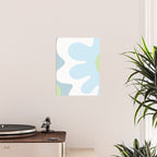 Happy Flower 60s Retro Vibe Light Blue Light Green White Poster Gallery Image 2