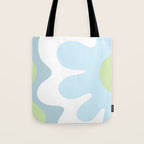 Happy Flower 60s Retro Vibe Light Blue Light Green White Tote Bag Gallery Image 1