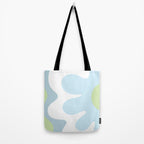 Happy Flower 60s Retro Vibe Light Blue Light Green White Tote Bag Gallery Image 2