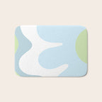 Happy Flower 60s Retro Vibe Light Blue Light Green White Bath Mat Gallery Image 1