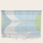 Happy Flower 60s Retro Vibe Light Blue Light Green White Wall Hanging Gallery Image 1