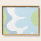 Happy Flower 60s Retro Vibe Light Blue Light Green White Serving Tray Gallery Image 1