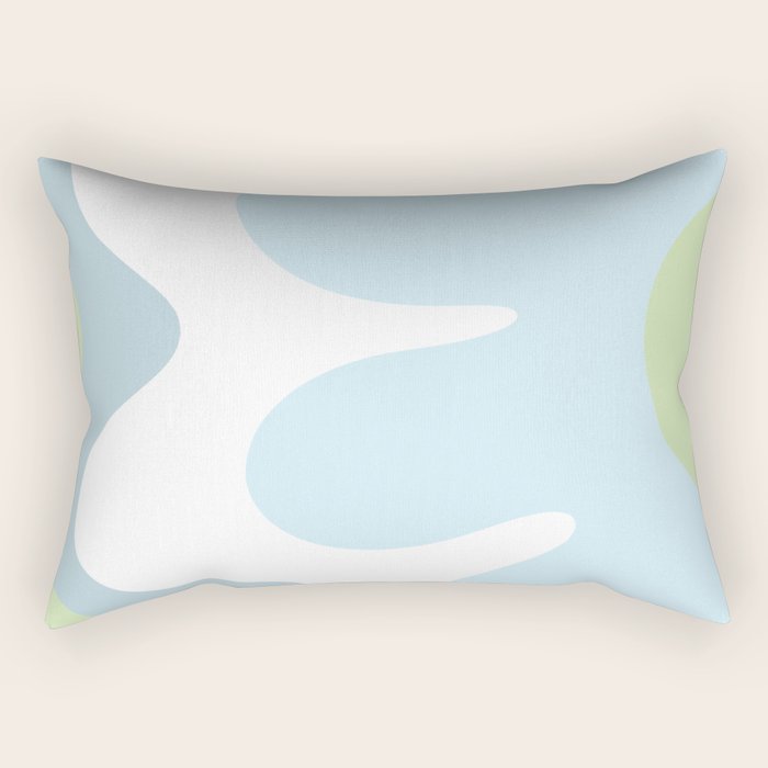 Happy Flower 60s Retro Vibe Light Blue Light Green White Rectangular Pillow Gallery Image 2
