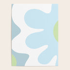 Happy Flower 60s Retro Vibe Light Blue Light Green White Poster Gallery Image 4