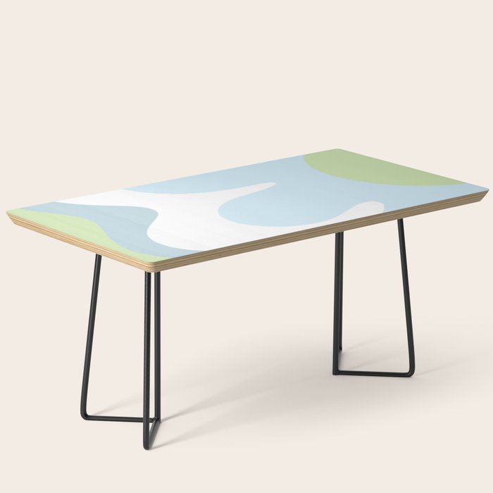 Happy Flower 60s Retro Vibe Light Blue Light Green White Coffee Table Gallery Image 1